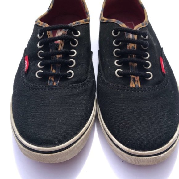 Vans Authentic Lo Pro Sneakers- black/leopard 6.5 - Picture 2 of 8